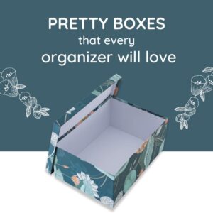 Soul & Lane Decorative Storage Cardboard Boxes with Lids | Enchanted Garden - Set of 3 | Bold Dark Moody Paperboard Nesting Boxes